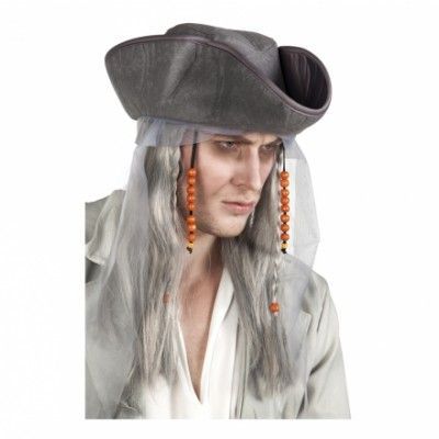 Spökpirat Peruk med Hatt - One size