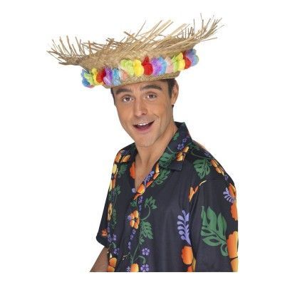 Stråhatt Hawaii med Blommor - One size