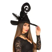 Svart Häxhatt med Blomma - One size