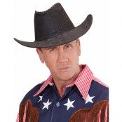 Svart Mocka Cowboy Hatt