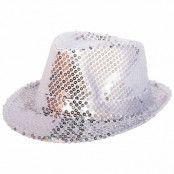 Trilby hatt i silver med glitter