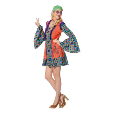 Hippie Dam Orange Maskeraddräkt - Small