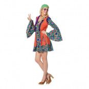 Hippie Dam Orange Maskeraddräkt - XX-Small