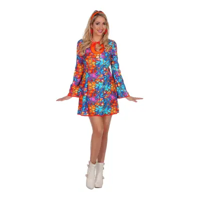 Hippie Kort Klänning Maskeraddräkt - Small