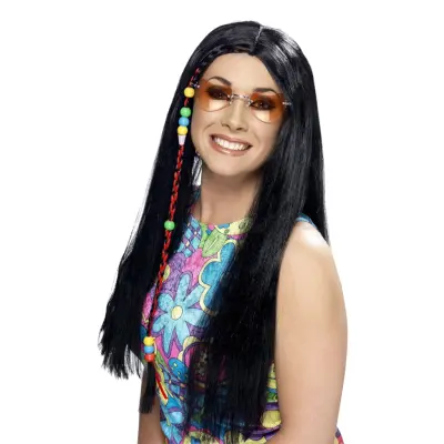 Hippieperuk Svart - One size