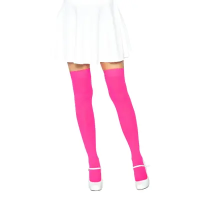 Knästrumpor Nylon Neonrosa Deluxe - One size