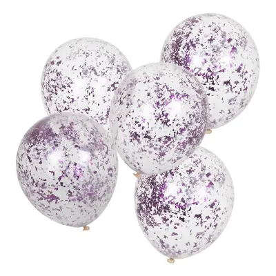 Konfettiballonger Lila/Transparent - 5-pack