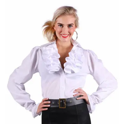 Kråsblus Vit Dam Deluxe - Medium