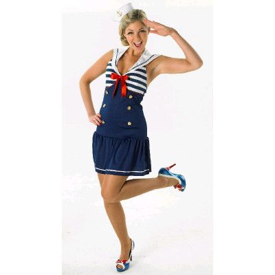 Kvinnlig Sjöman Maskeraddräkt L