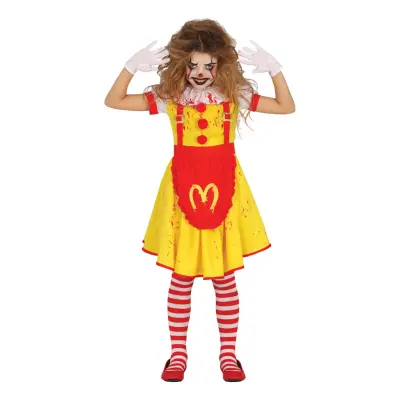 Läskig Snabbmatsclown Klänning Barn Maskeraddräkt - Medium