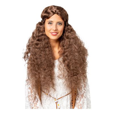 Lång Lockig Brun Peruk