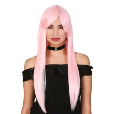 Lång Rosa Peruk - One size