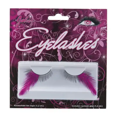 Långa Ögonfransar Svarta Med Rosa Fjäder