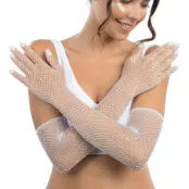 Långa Operahandskar med Stenar Vit