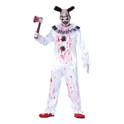 Mördarclown Vit Maskeraddräkt - Large