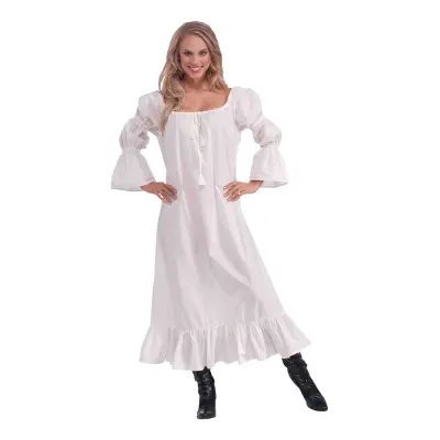Medeltida Klänning Vit Maskeraddräkt - One size