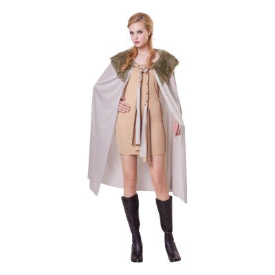 Medeltidscape Grå med Päls - One size
