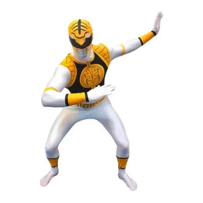 Morphsuit White Power Ranger Maskeraddräkt - Large