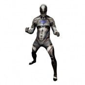 Power Ranger Svart Deluxe Morphsuit Maskeraddräkt - Medium