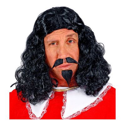 Musketör Svart Peruk - One size