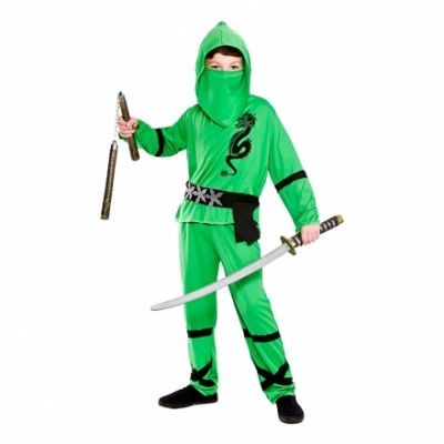 Ninja Grön Barn Maskeraddräkt - Large