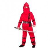 Ninja Röd Barn Maskeraddräkt - Small