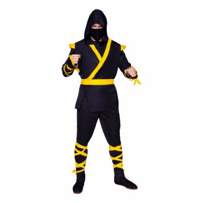 Ninja Svart/Gul Maskeraddräkt - Small/Medium
