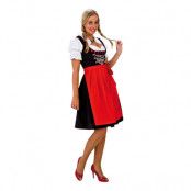 Oktoberfest Dirndl Svart/Röd Maskeraddräkt - X-Large
