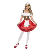 Oktoberfest Klänning Vit/Röd Maskeraddräkt - Large