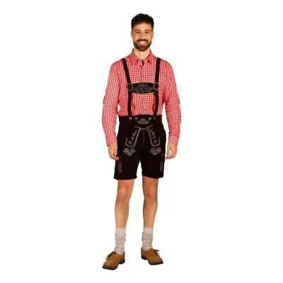 Oktoberfest Lederhosen Short Deluxe Mörkbrun - 48
