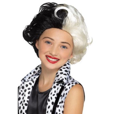 Ondskefull Dam Peruk Svart/Vit Barn