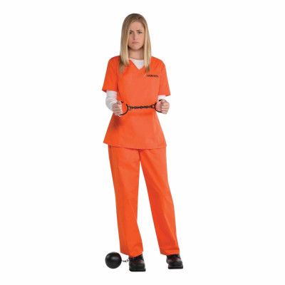Orange Fånge Dam Maskeraddräkt - Plus Size