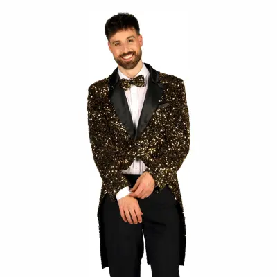 Paljettfrack Herr Svart/Guld Deluxe - X-Large