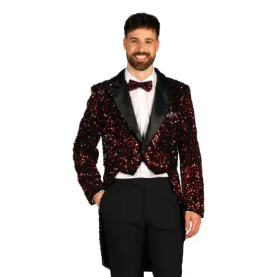Paljettfrack Herr Svart/Röd Deluxe - Medium