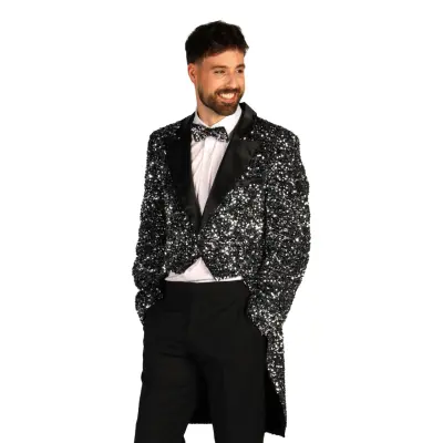 Paljettfrack Herr Svart/Silver Deluxe - Large