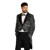 Paljettfrack Herr Svart/Silver Deluxe - Medium