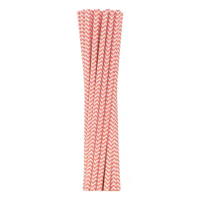 Papperssugrör Ljusrosa Chevron - 12-pack