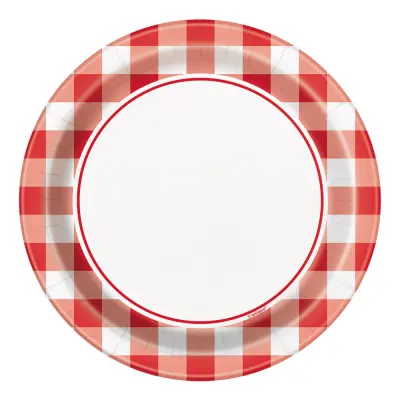 Papperstallrikar Vit/Röd Rutig - 8-pack