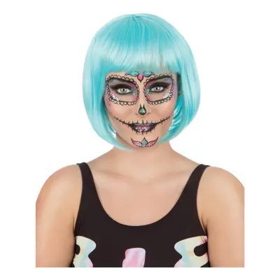 Peruk Kort Pastellblå - One size