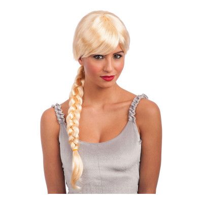 Peruk Ljusblond med Lång Fläta - One size