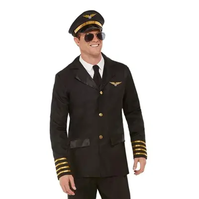 Svart Pilotjacka med Keps - X-Large