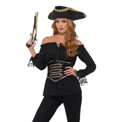 Pirat Blus Deluxe Maskeraddräkt Svart - Small