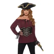 Pirat Blus Deluxe Maskeraddräkt Vinröd - Large