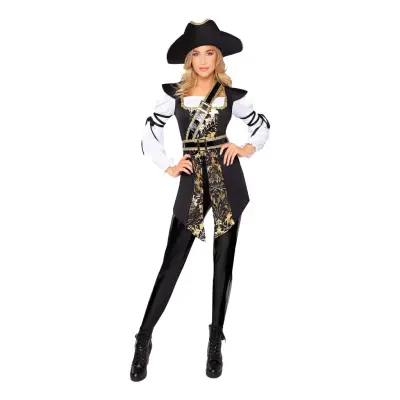 Pirat Kapten Dam Deluxe Maskeraddräkt - Medium