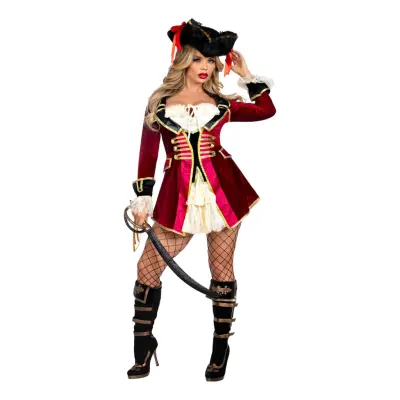 Pirat Kapten Klänning Deluxe Maskeraddräkt - Small