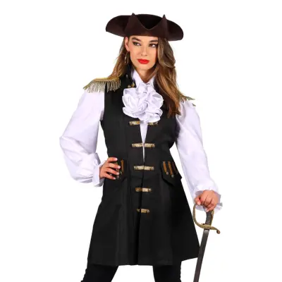 Piratväst Svart Dam Deluxe - X-Small
