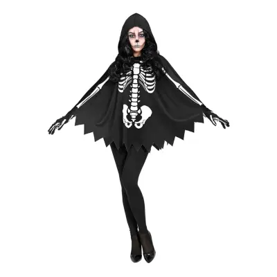 Poncho Svart Skelett - One size