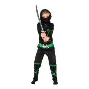 Power Ninja Svart/Grön Barn Maskeraddräkt - Medium