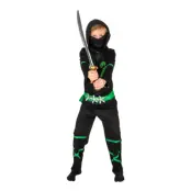Power Ninja Svart/Grön Barn Maskeraddräkt - Small
