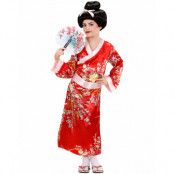Röd Geisha Maskeradklänning